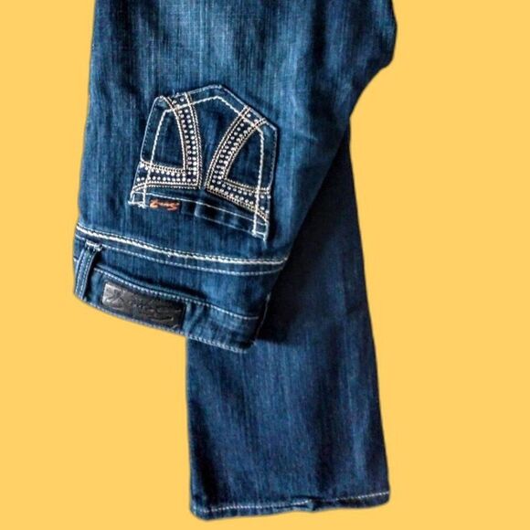 Seven7 Dark Wash Boot Cut Bling Jeans 28" - Picture 8 of 8